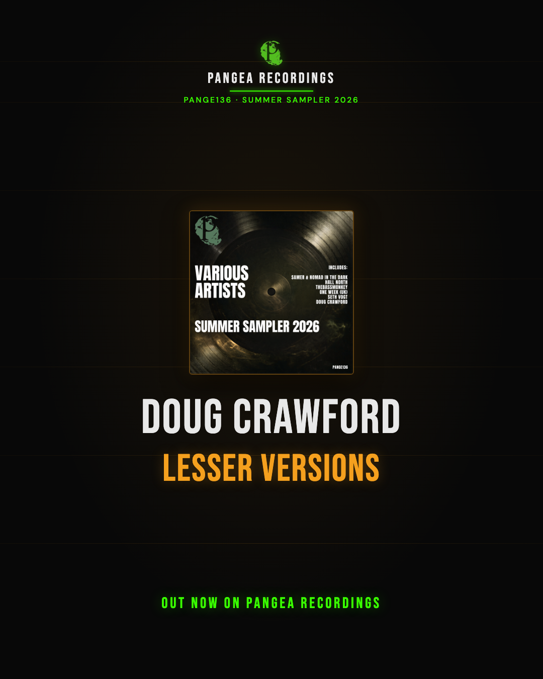 Doug Crawford, Lesser Versions — progressive house at 124 BPM in D Minor from Summer Sampler 2026 [PANGE136], Pangea Recordings