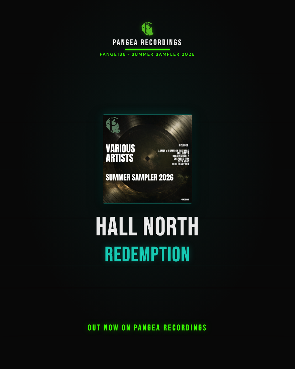 Hall North, Redemption — melodic house and techno at 126 BPM in A Major from Summer Sampler 2026 [PANGE136], Pangea Recordings