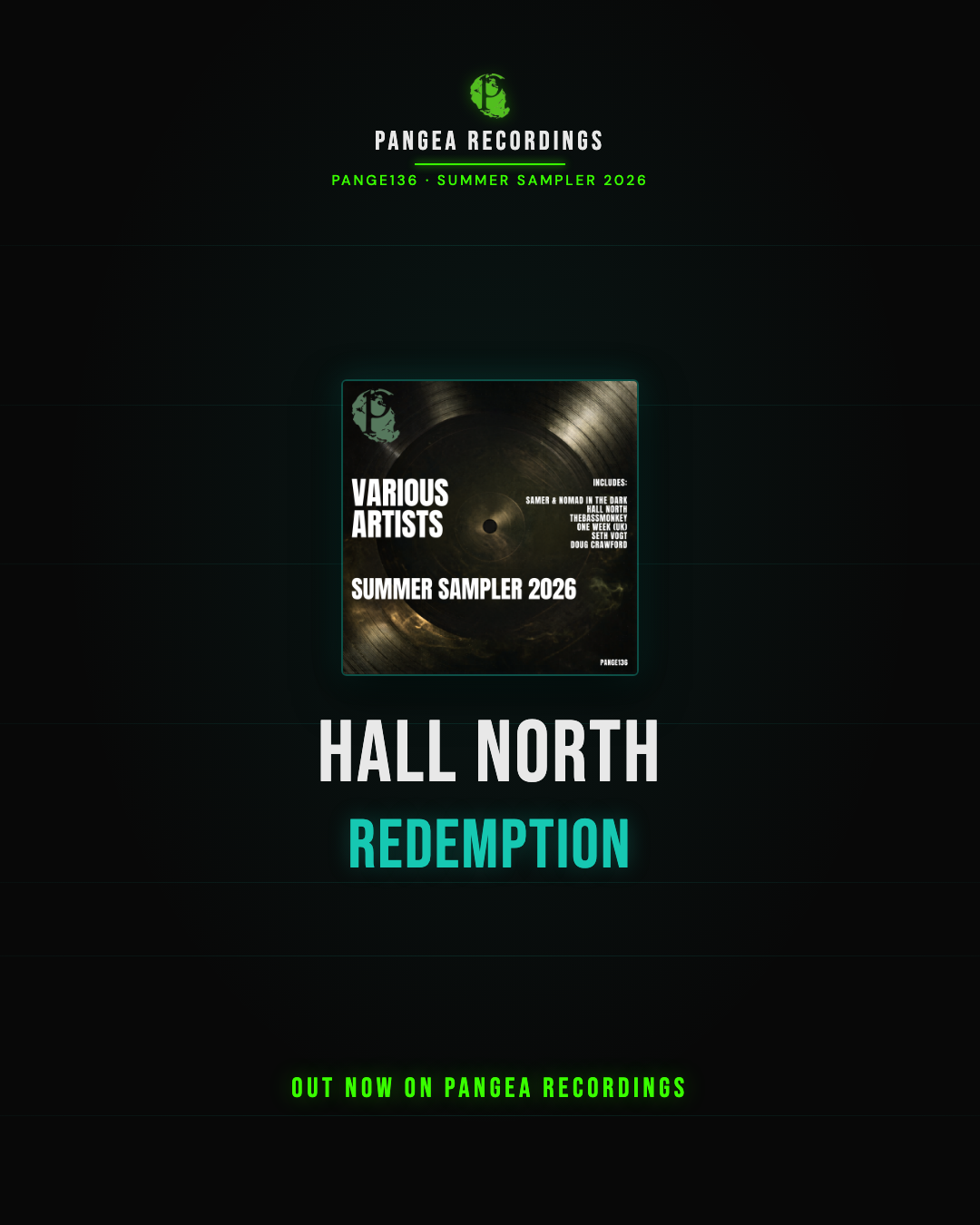 Hall North, Redemption — melodic house and techno at 126 BPM in A Major from Summer Sampler 2026 [PANGE136], Pangea Recordings