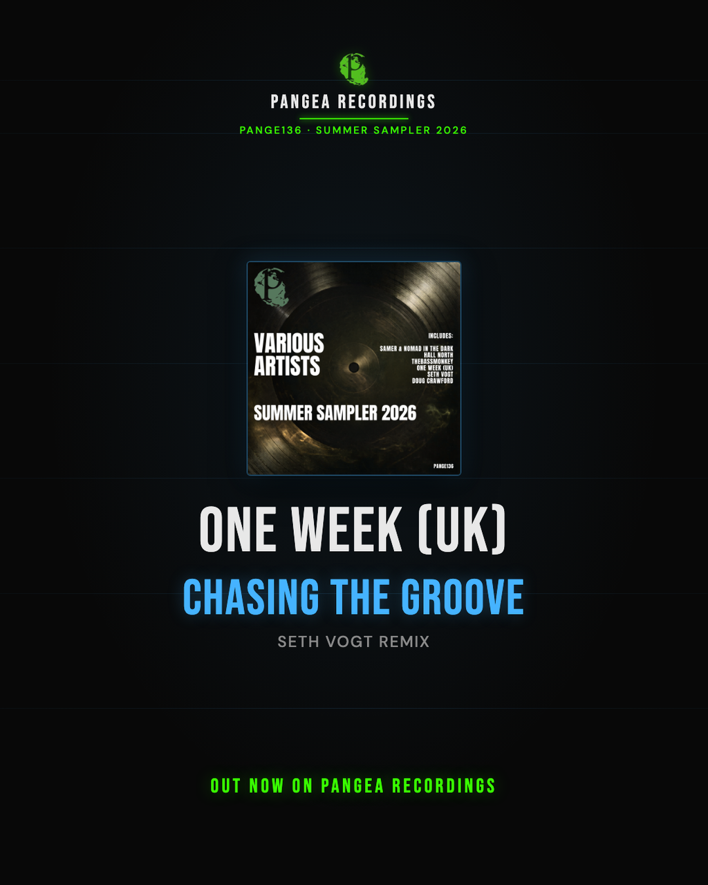 One Week (UK), Chasing the Groove (Seth Vogt Remix) — progressive house at 122 BPM in G Minor from Summer Sampler 2026 [PANGE136], Pangea Recordings