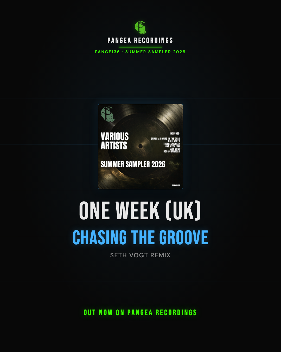 One Week (UK), Chasing the Groove (Seth Vogt Remix) — progressive house at 122 BPM in G Minor from Summer Sampler 2026 [PANGE136], Pangea Recordings